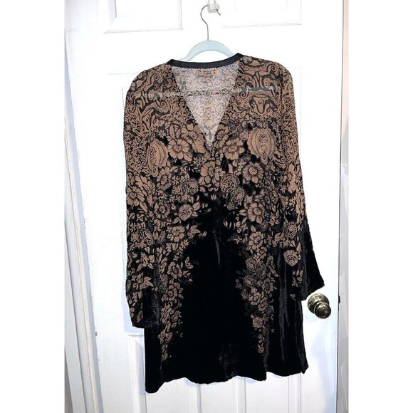 COLDWATER CREEK Floral Silk Rayon Black Velvet Long Sleeve Tunic Jacket - Picture 11 of 16